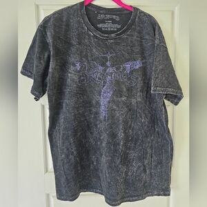 Artemas Black and Purple Angel Mineral Wash Graphic Band T-Shirt